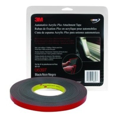 3M Automotive Acrylic Plus Attachment Tape 06382, black, 1/2 in x 20 yd, 45 mil