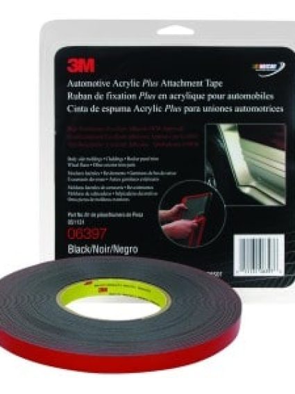 3M Automotive Acrylic Plus Attachment Tape 06382, black, 1/2 in x 20 yd, 45 mil