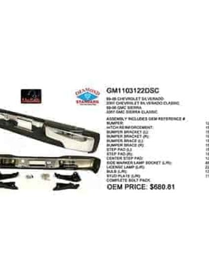 GM1103122DSC Rear Bumper Assembly