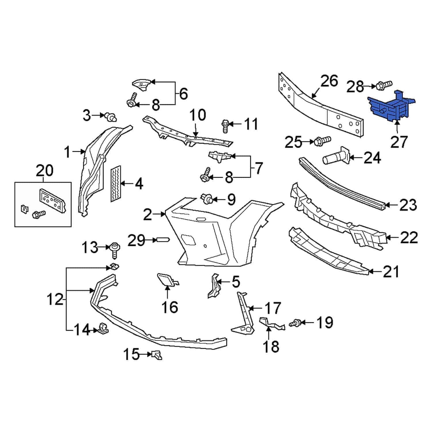 LX1066112C Front Bumper Rebar Bracket