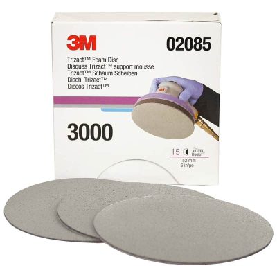3M Trizact Hookit Foam Abrasive Disc 3000 Grit, 02085, 6 Inch, 15 Discs per Carton