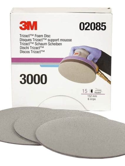 3M Trizact Hookit Foam Abrasive Disc 3000 Grit, 02085, 6 Inch, 15 Discs per Carton