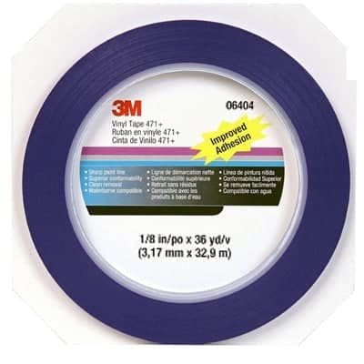 3M 06404 Vinyl Tape, 471+, indigo, 0.1 in x 36.0 yd x 5.3 mil (0.3 cm x 32.9 m x 0.1 mm)