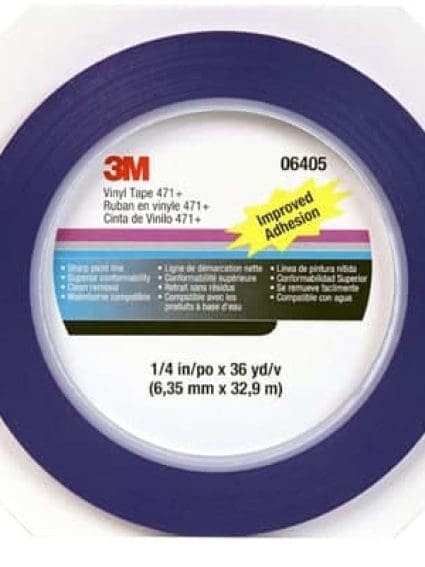 3M 06405 Vinyl Tape, 471+, indigo, 0.3 in x 36.0 yd x 5.3 mil (0.6 cm x 32.9 m x 0.1 mm)