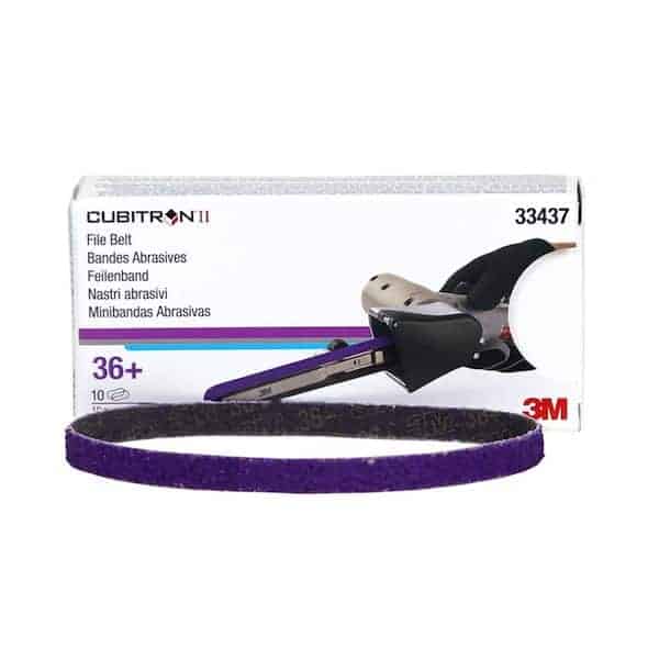 3M Cubitron II File Belt, 33437, 36+, 10 mm x 330 mm (3/8 in x 13 in), 10 belts per carton