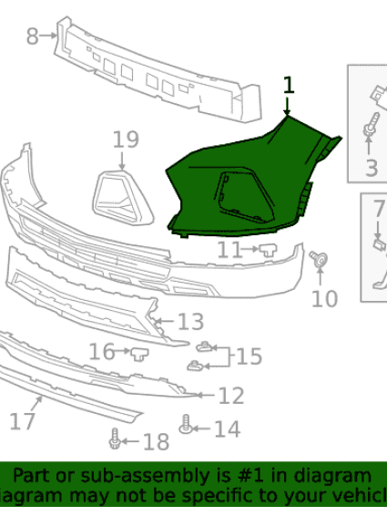 gm1016109 Front Upper Driver Side Bumper Cover