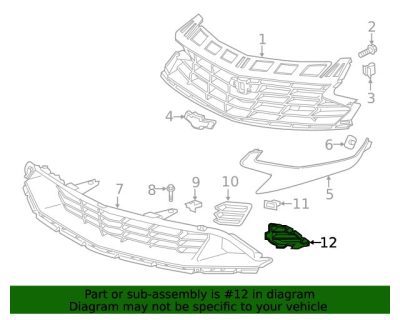GM1039269 Front Bumper Grille Passenger Side