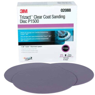 3M Trizact Hookit Clear Coat Sanding Disc 1500 Grit, 02088, 6 Inch, 25 Discs per Carton