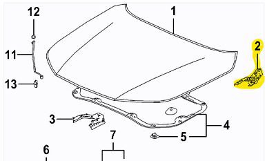 HO1236169 Passenger Side Hood Hinge