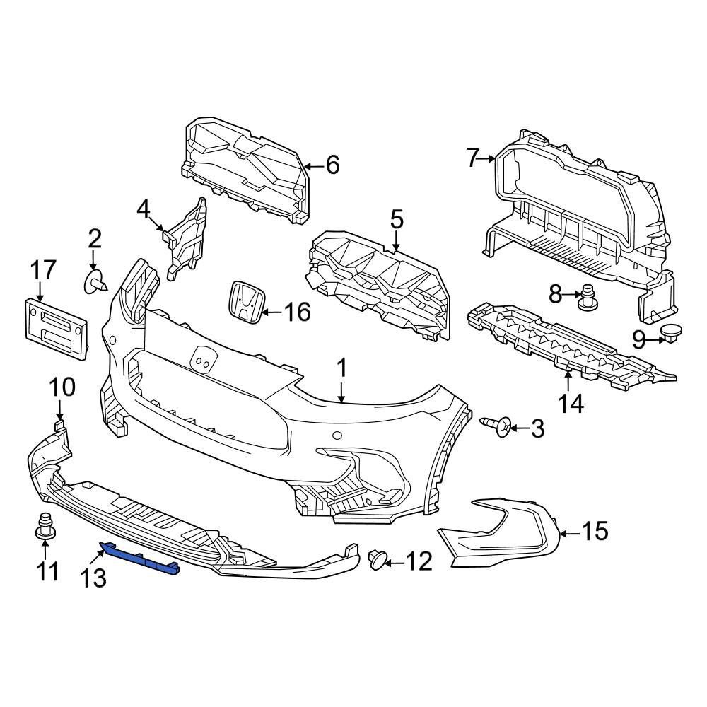 HO1046118 Driver Side Front Bumper Cover Lower Spoiler