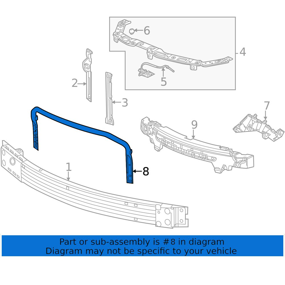 GM1041187 Front Bumper Cover Support