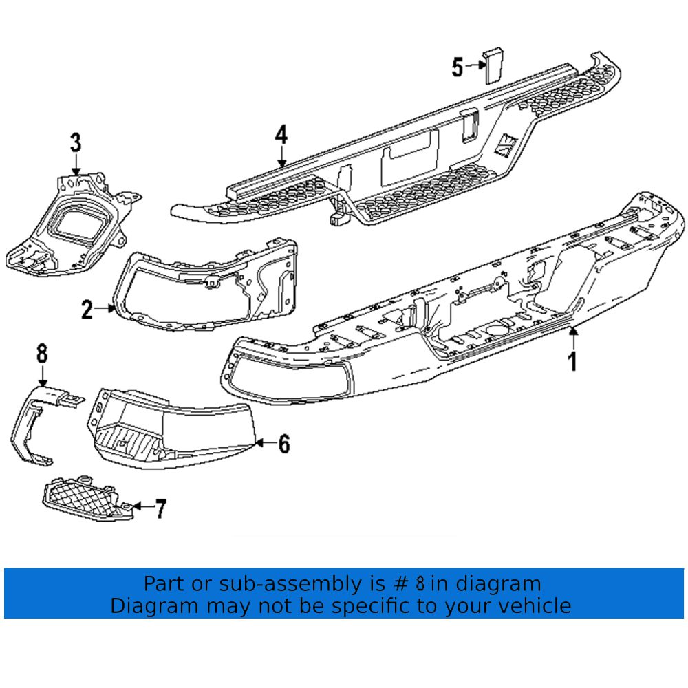 GM1146122 Driver Side Rear Bumper Cover Molding